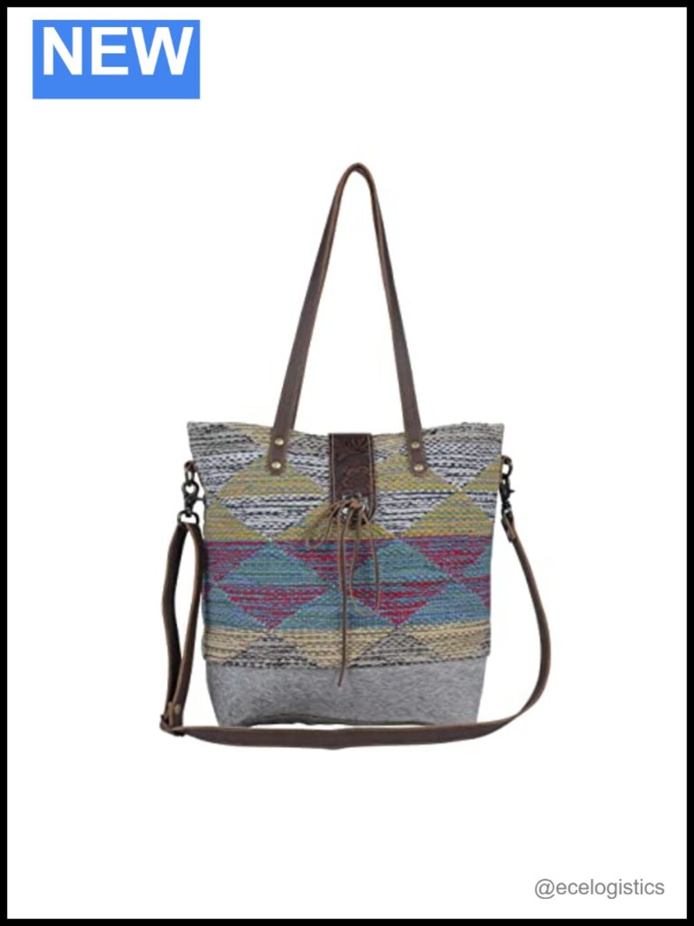 Leather Satchel Handbag Adjustable Strap Pockets Upcycled Canvas